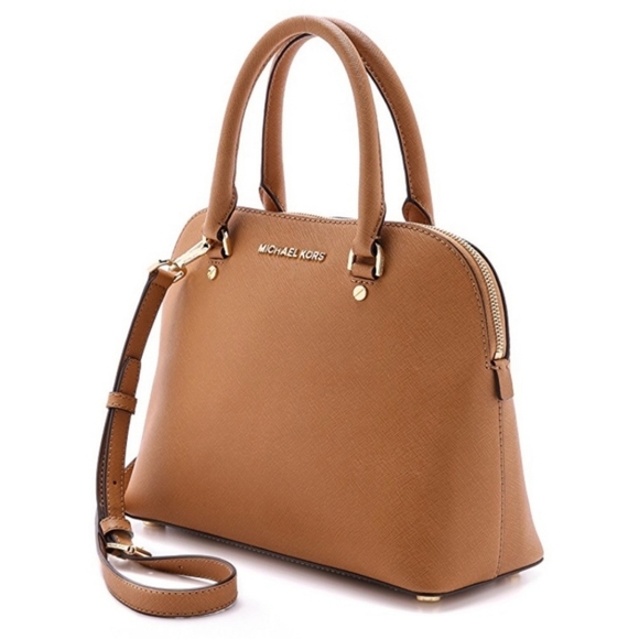 Michael Kors Saffiano Leather Cindy Dome Satchel in Peanut - Picture 3 of 12